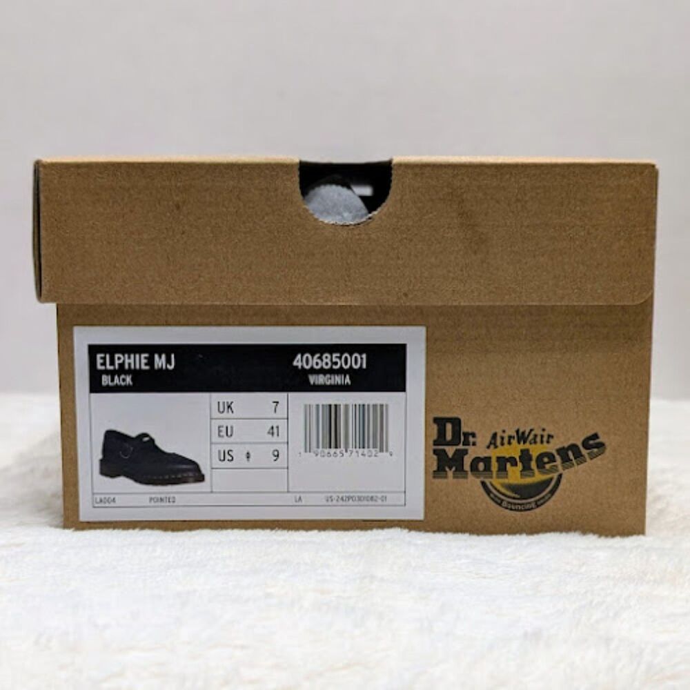 Dr. Martens Elphie MJ Black Virginia Leather Mary Jane Shoes UK 7 Women's 9 NIB - Picture 11 of 12